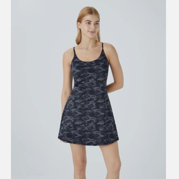 Halara Backless Black Camo Pickleball Active Mini Dress Easy Peezy Edition L - Picture 1 of 7